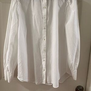 LOFT- Swiss Dot White Blouse